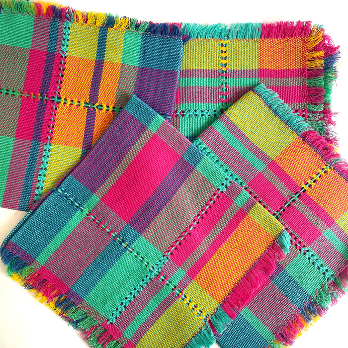 Pedal Loom Handwoven Cotton Napkins - Spring - Set of 4
