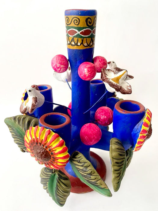 Hand Painted Clay Candleholder