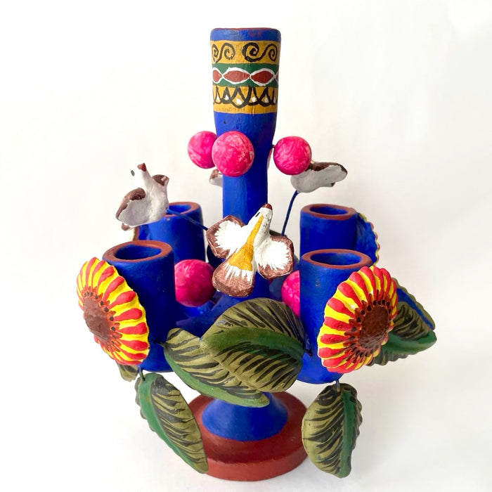 Hand Painted Clay Candleholder