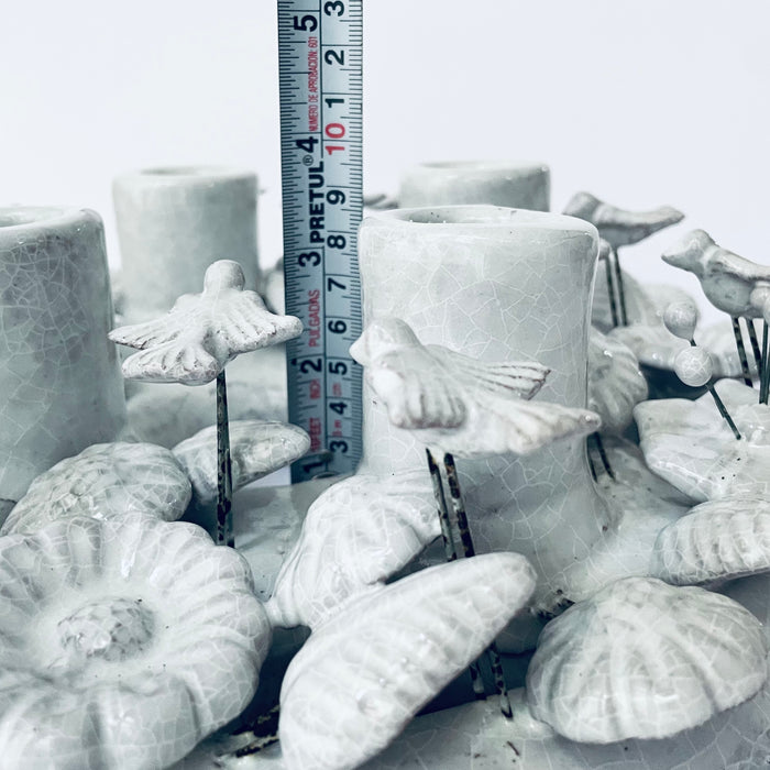 White Glazed Advent Wreath Candleholder