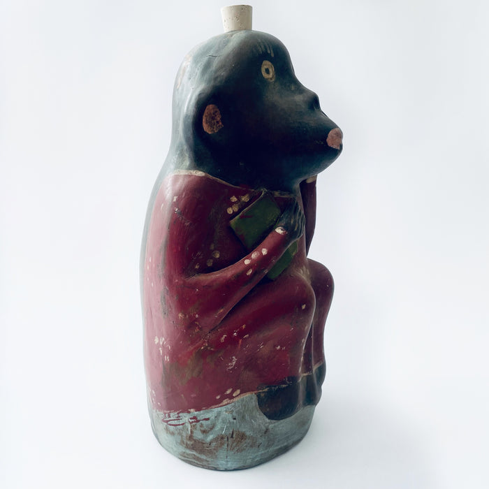 Painted Clay Monkey Mezcal Bottle - Chango Mezcalero - Large - Librito Amarillo