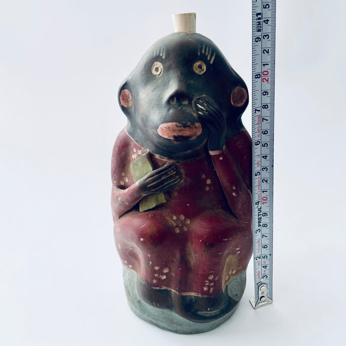 Painted Clay Monkey Mezcal Bottle - Chango Mezcalero - Large - Librito Amarillo
