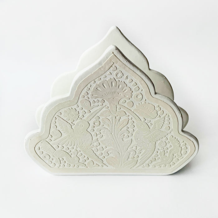 Olinalá Napkin Holder - Maque Rayado - White