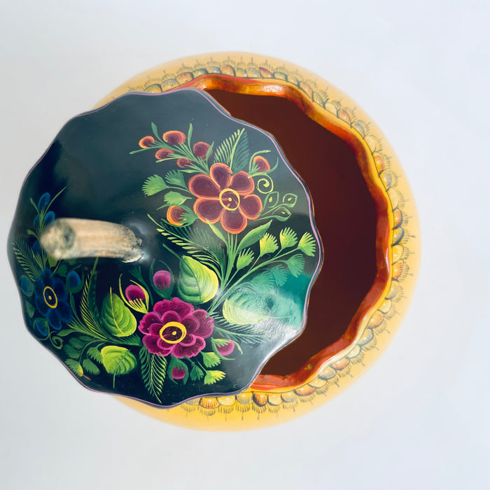 Olinalá Powder Box With Lid - Polvera - Medium - Maque Gourd