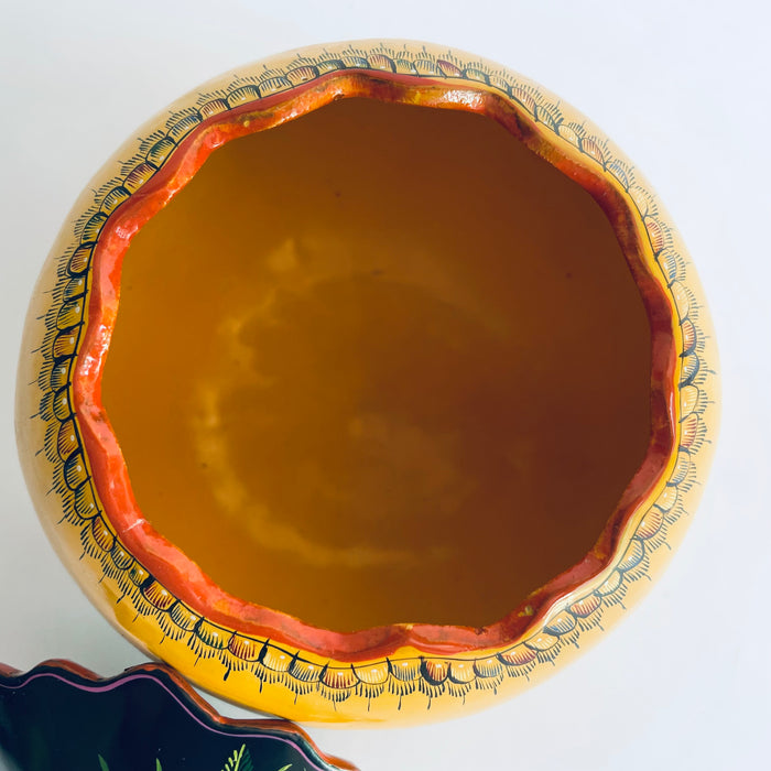 Olinalá Powder Box With Lid - Polvera - Medium - Maque Gourd