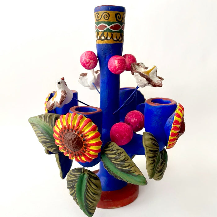 Hand Painted Clay Candleholder