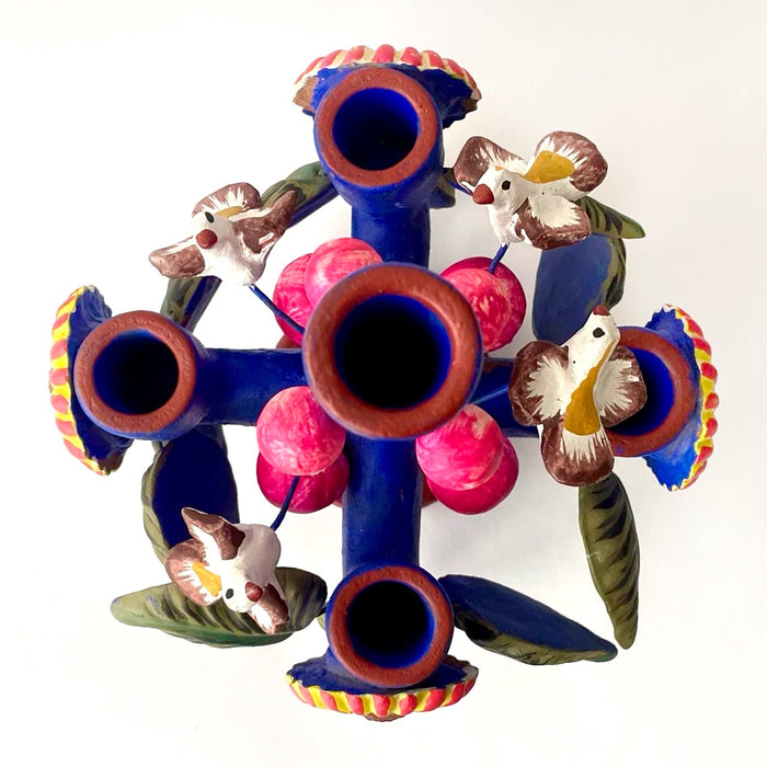 Hand Painted Clay Candleholder