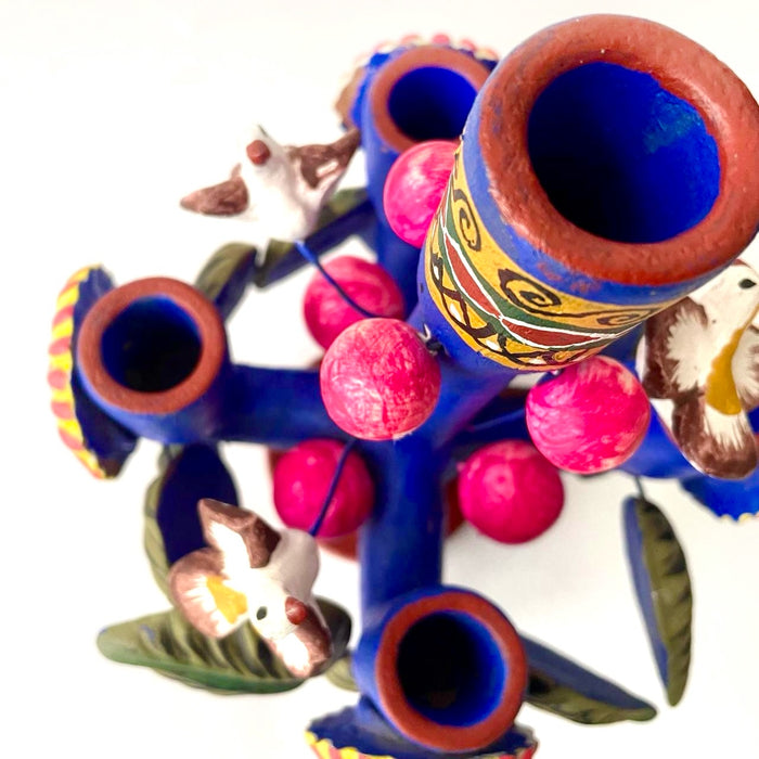 Hand Painted Clay Candleholder