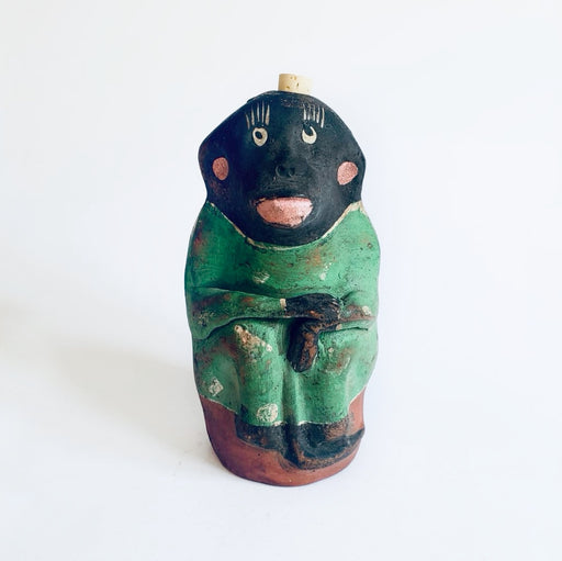Painted Clay Monkey Mezcal Bottle - Chango Mezcalero - Medium - Tranquilidad
