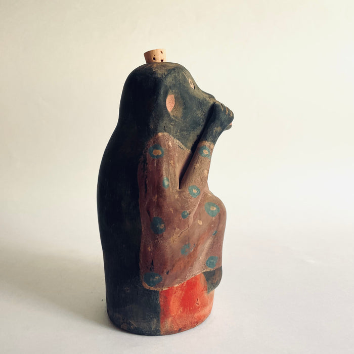 Painted Clay Monkey Mezcal Bottle - Chango Mezcalero - Medium - Grito