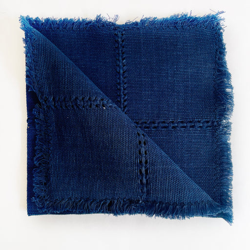 Pedal Loom Handwoven Cotton Napkins - Midnight Blue - Set of 4