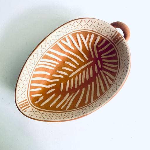 Painted Red Clay Leaf Salsa Bowl