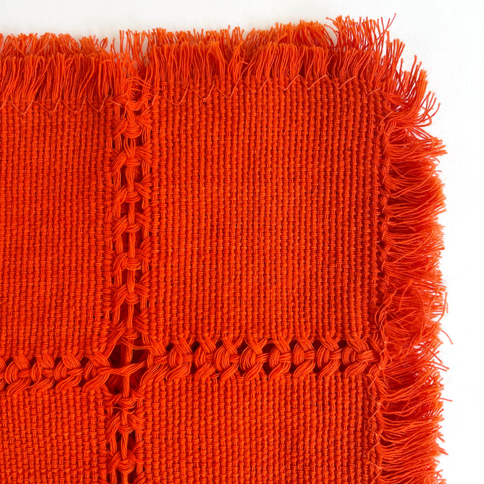 Pedal Loom Handwoven Cotton Napkins - Orange - Set of 4
