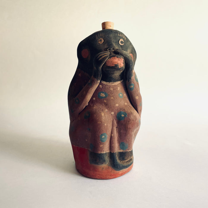 Painted Clay Monkey Mezcal Bottle - Chango Mezcalero - Medium - Grito