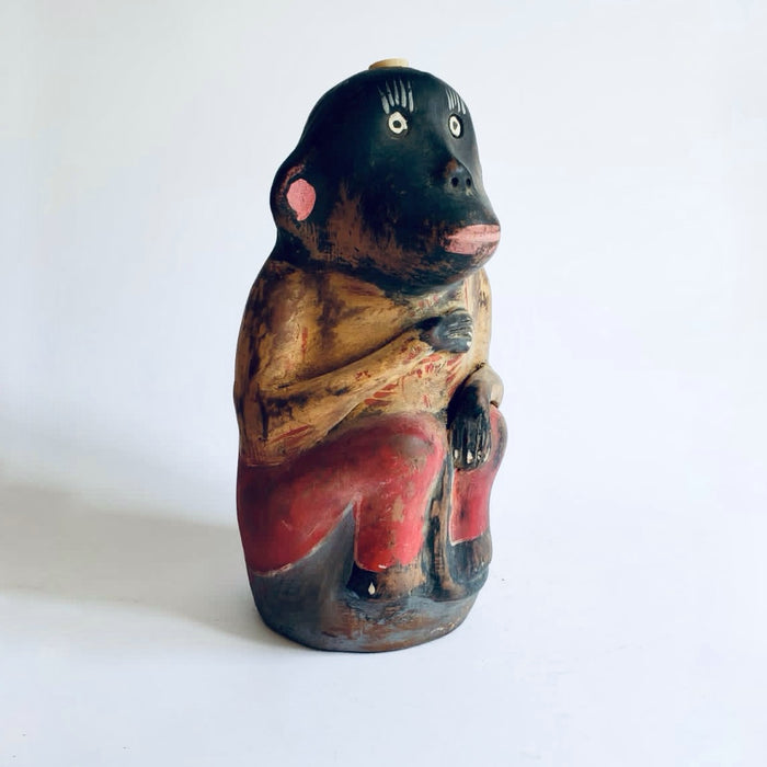 Painted Clay Monkey Mezcal Bottle - Chango Mezcalero - Large - Quien, yo?