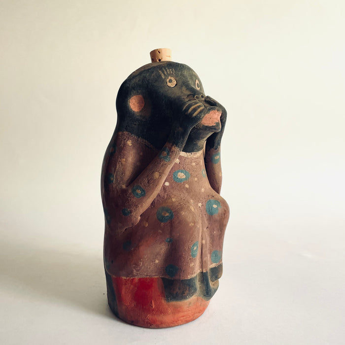 Painted Clay Monkey Mezcal Bottle - Chango Mezcalero - Medium - Grito