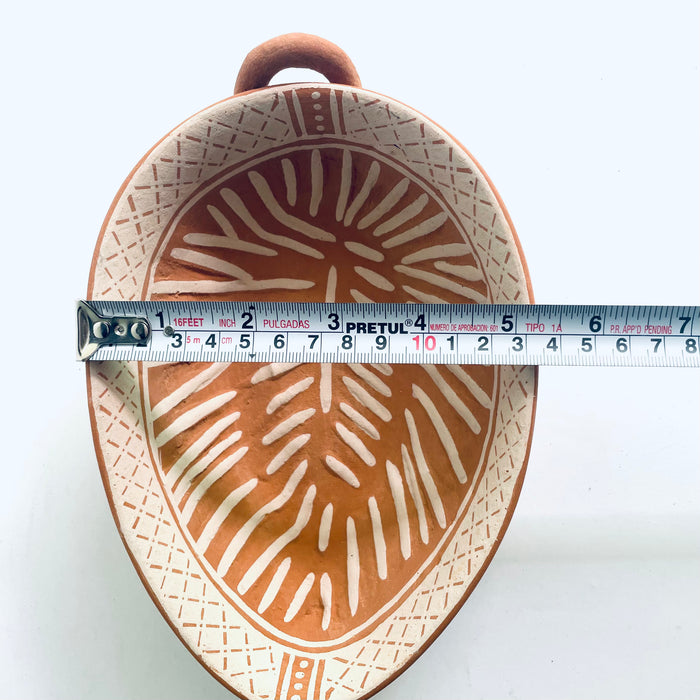 Painted Red Clay Leaf Salsa Bowl