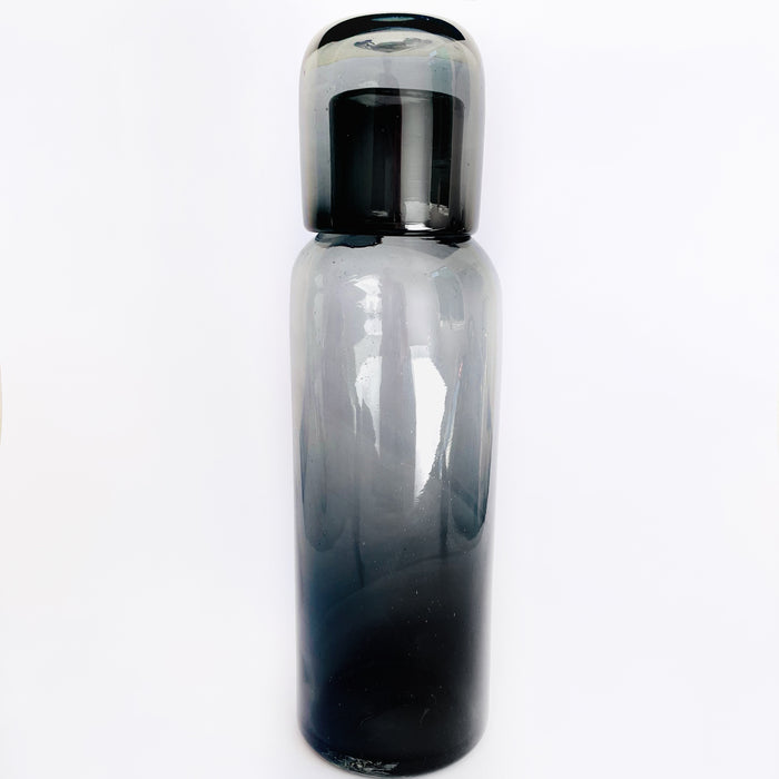 Blown Glass Water Carafe & Glass - Large - Cylindrical - Smoke