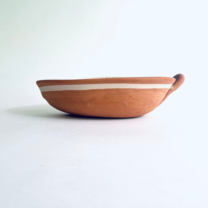 Painted Red Clay Leaf Salsa Bowl