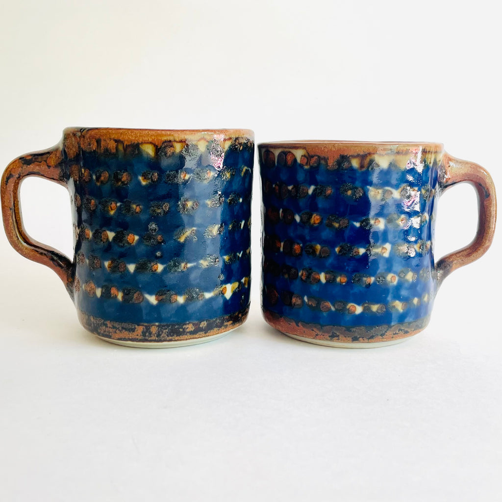 Lot De 2 Mugs Vintage Tons Bleus - Céramique - Parfait état Avec Petit éclat