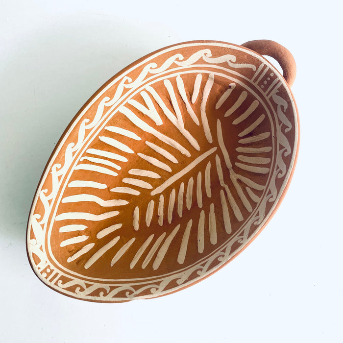 Painted Red Clay Leaf Salsa Bowl