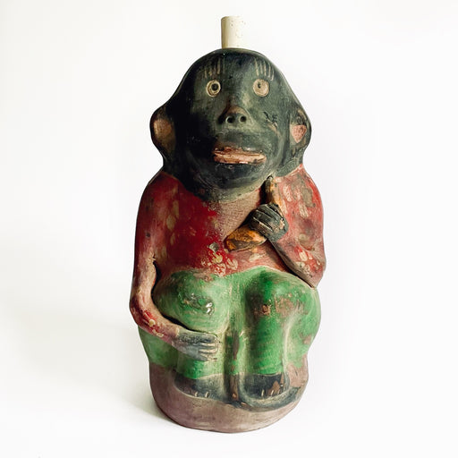 Painted Clay Monkey Mezcal Bottle - Chango Mezcalero - Large - Platano