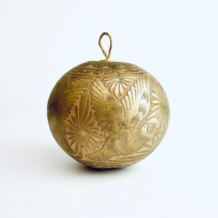 Carved Gourd Ornamental Sphere - Gold