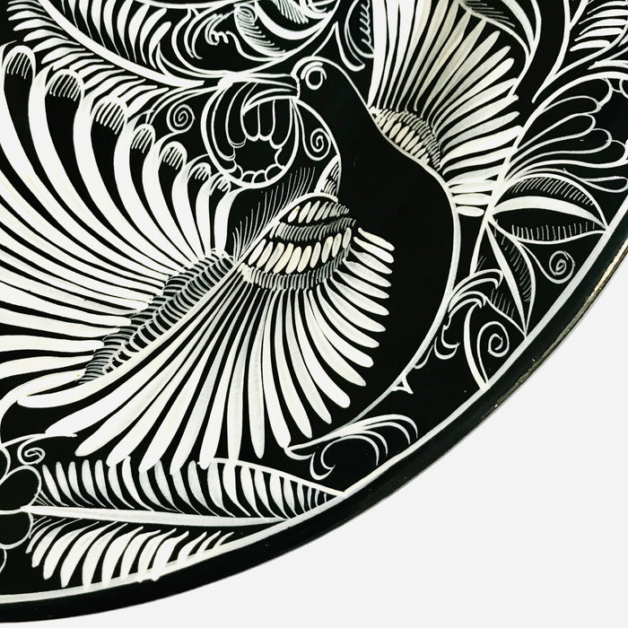Black Hand-Painted Glazed Serving Plate