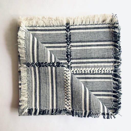 Pedal Loom Handwoven Cotton Napkins - Salt & Pepper - Set of 4