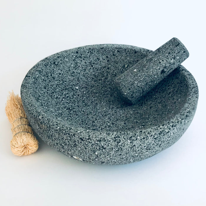 Volcanic Mortar & Pestle - Molcajete - Round Base - Large 12”