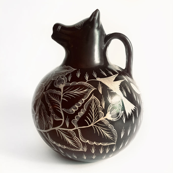 Burnished Clay Dog Pitcher - Brown