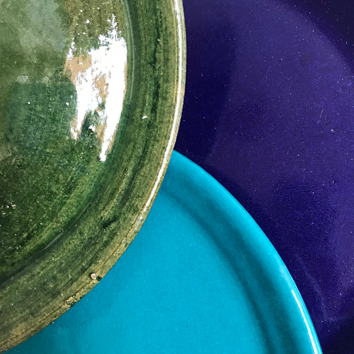 Green Glazed Clay Plate - Medium