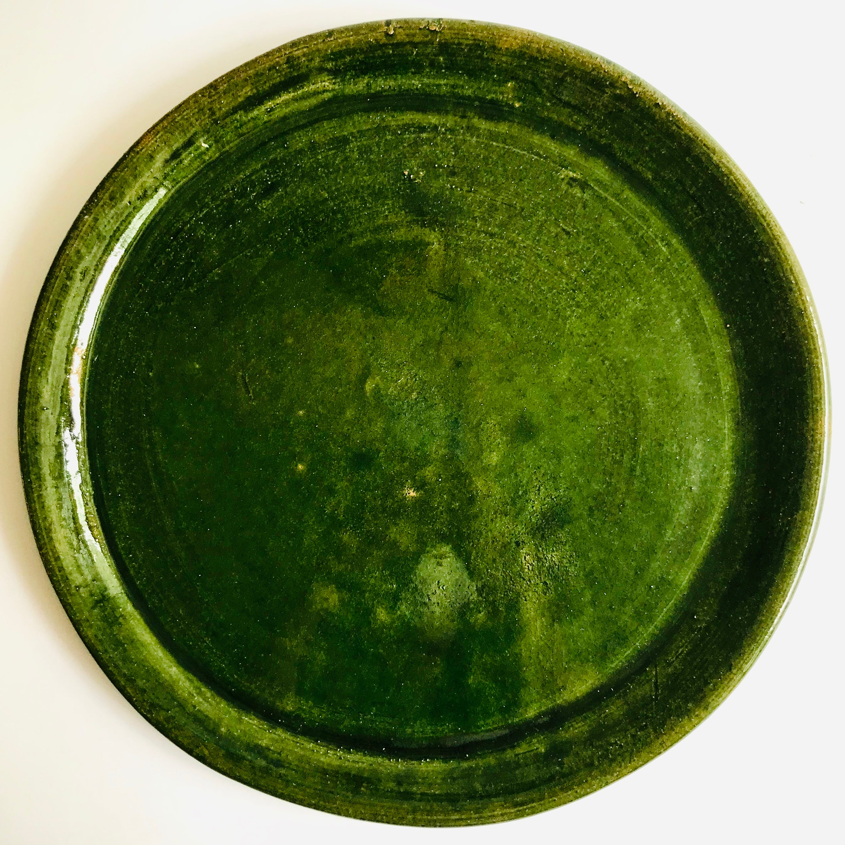 Green Glazed Clay Plate - Large — Mexico1492