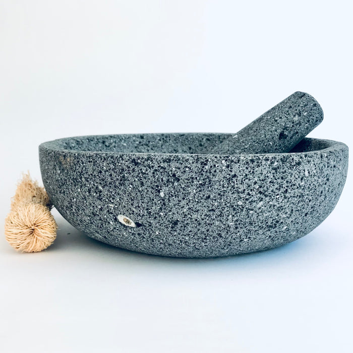 Volcanic Mortar & Pestle - Molcajete - Round Base - Large 12”