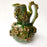 Green Glazed Clay Pitcher with Flower Ornaments
