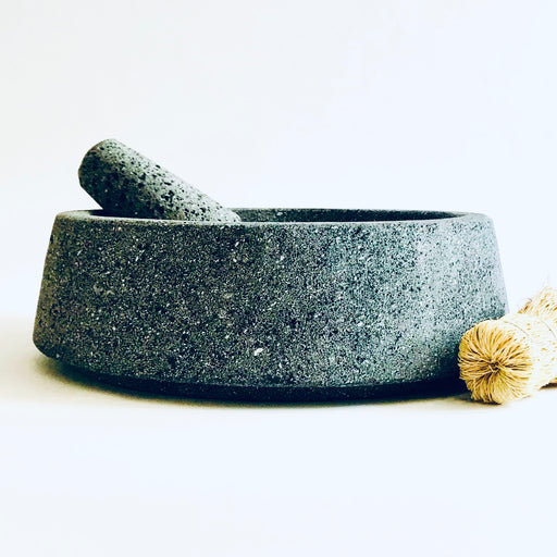 Volcanic Mortar & Pestle - Molcajete - Angular Base - Large 12”