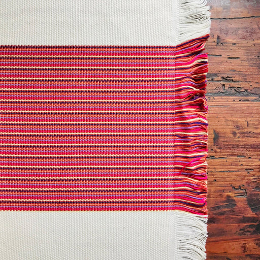Fine Striped Placemats - Sunset/White - Handmade on Pedal Loom - Set of 4
