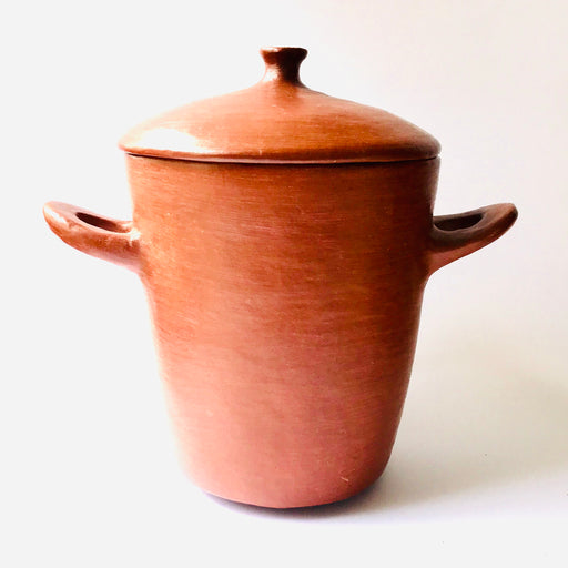 Red Clay Lidded Jar with Handles