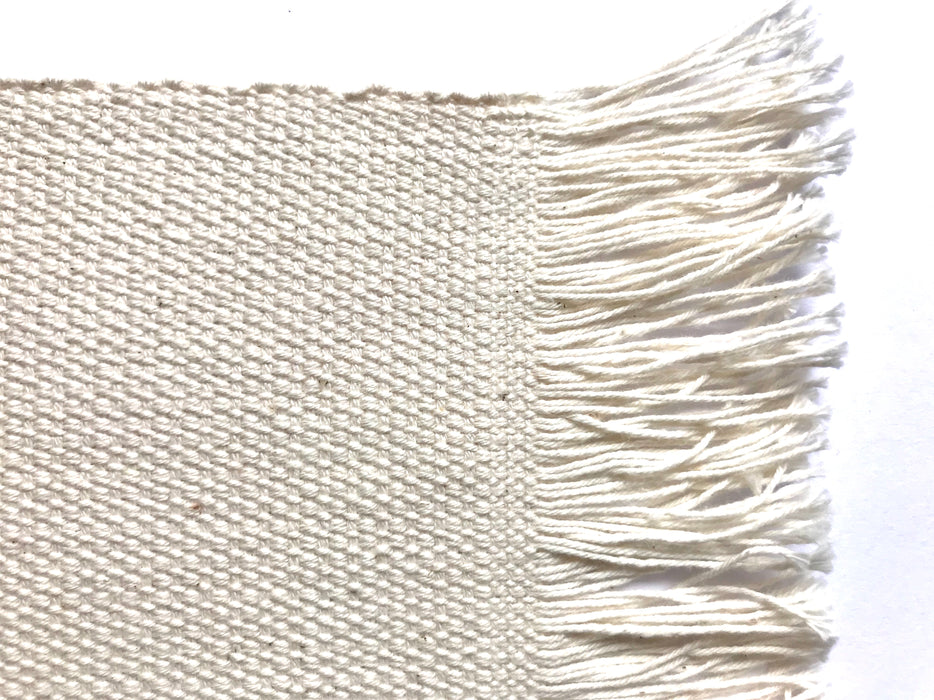 Wide Band Placemats - White & Blush - Handmade on Pedal Loom - Set of 4