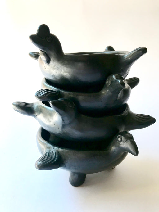 Black Clay Bird Headed Salsa Bowl