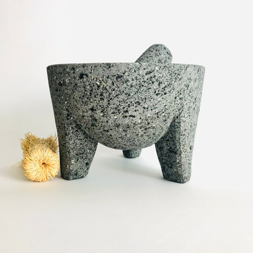 Volcanic Rock Mortar & Pestle - Molcajete - 3 Legged Tall - Classic - 8”