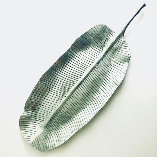 Pewter Serving Plate - Banana Leaf - Large