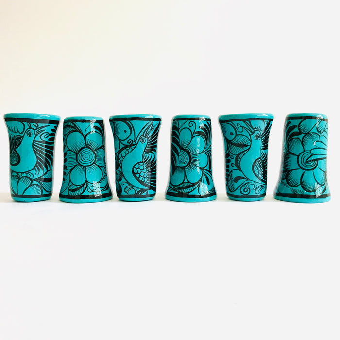 Turquoise Hand-Painted and Glazed Tequila and Mezcal Shot Glass