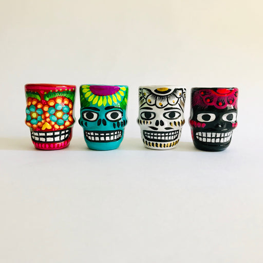 Colorful Hand-Painted and Glazed Calavera Tequila/Mezcal Shot Glass