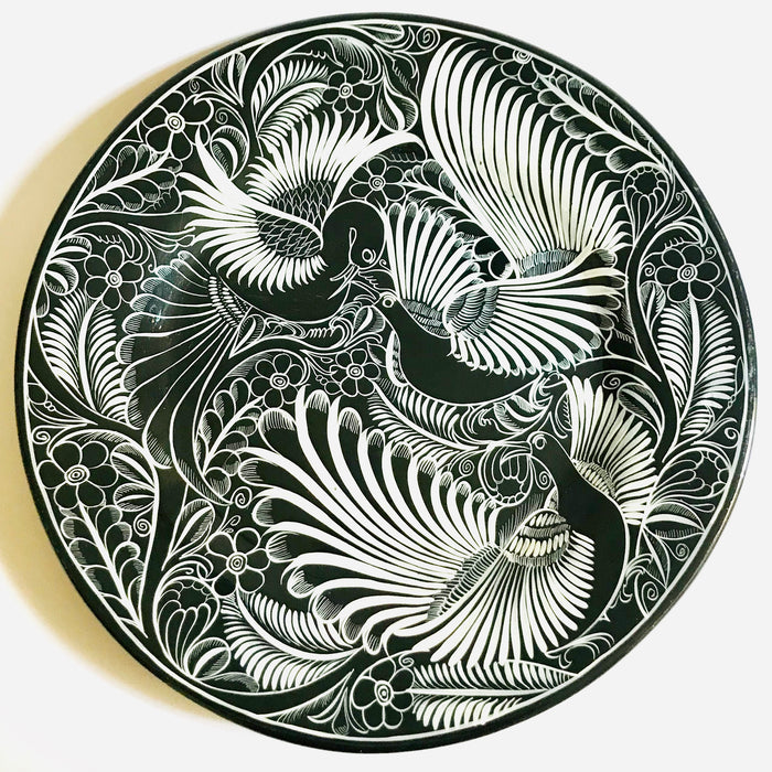 Black Hand-Painted Glazed Serving Plate