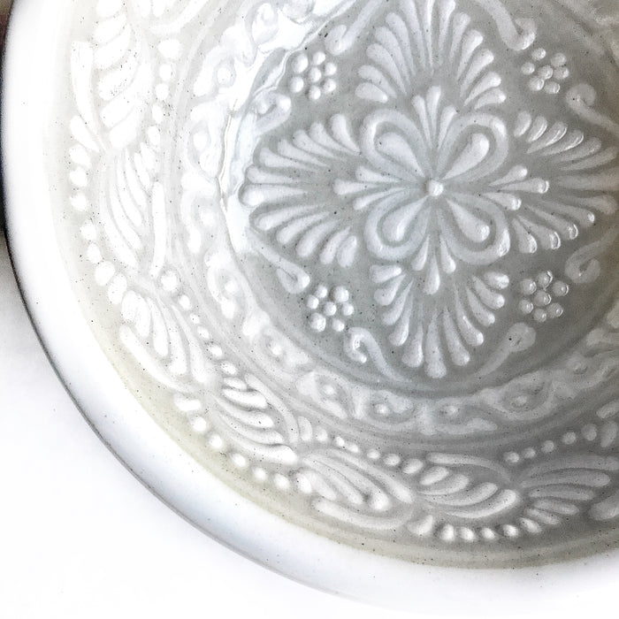 Talavera Bowl - White on Gray