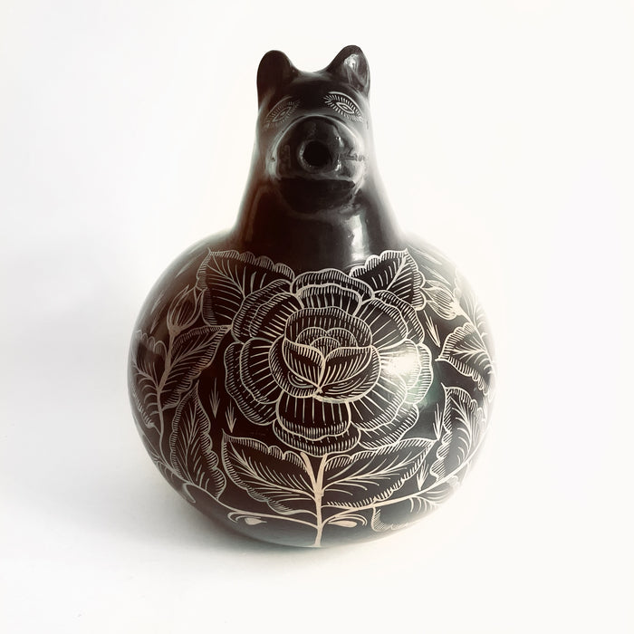 Burnished Clay Dog Pitcher - Brown