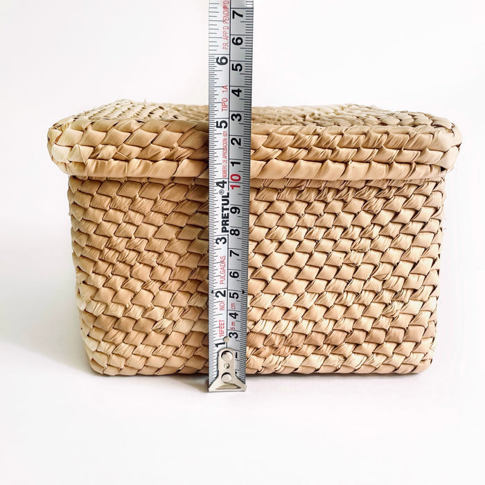 Palm Fiber Basket with Lid - Square