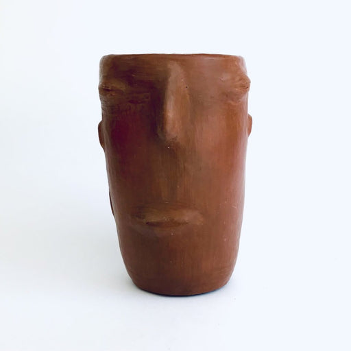 Red Clay Tumbler with Face - Tall