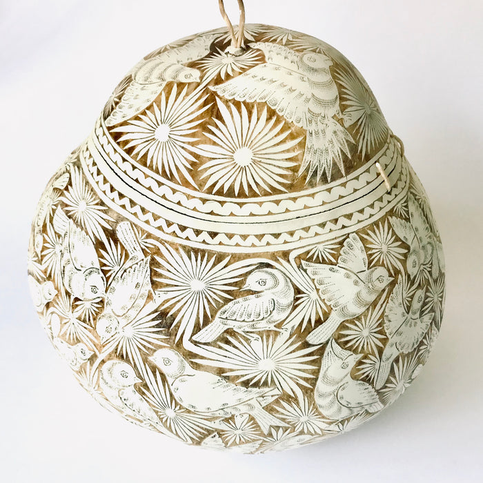 White Carved Gourd Tortillero